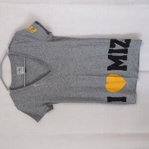VS PINK 5th & Ocean Collegiate Collab Grey Mizzou Vneck Tee Size Small
